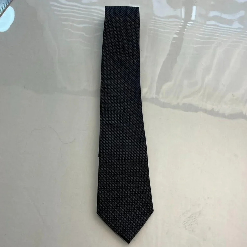 Nordstrom 100% Silk Jacquard Tie Black 3.5